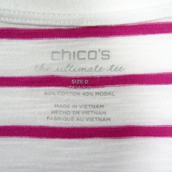 Chicos Ultimate Tee White Pink Long Open Cardigan Jacket Size S 0 Side Pockets - Picture 8 of 10